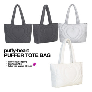  Túi tote phao PUFFYHEART túi đeo vai chần bông FREDOM túi xách nữ PUFFY HEART PUFFER TOTE BAG 