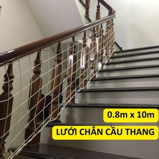 Lưới chắn cầu thang an toàn cho trẻ em kích thước 0.8m x 10m ô lưới 10cm MÀU TRẮNG (tặng dây buộc)