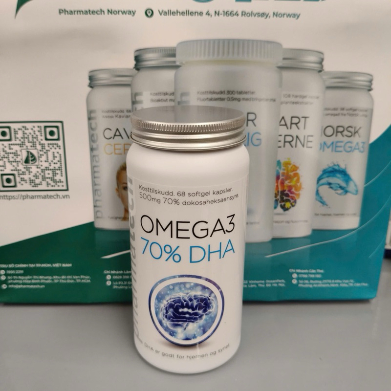 Thực phẩm bảo vệ sức khỏe PT OMEGA3 70% DHA Pharmatech Lọ 68 viên