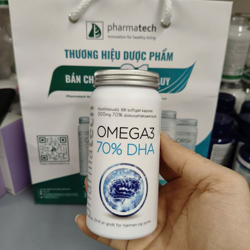 Thực phẩm bảo vệ sức khỏe PT OMEGA3 70% DHA Pharmatech Lọ 68 viên