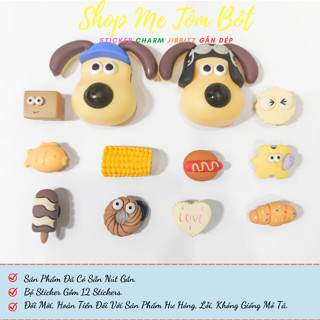 Bộ Jibbitz Sticker Charm 3D Chó Tai Dài Phụ Kiện Trang Trí Dép Crocs Mẫu Mới Dễ Thương Gắn Sục Cross Sục Nữ Sẵn Nút Gắn