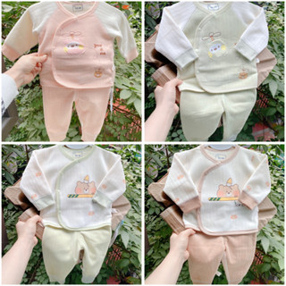 Bộ quần áo sơ sinh nhung nỉ 2 mặt cực mềm ấm cho bé sơ sinh mùa Đông