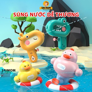 Đồ chơi súng phun nước dễ thương hình Khủng Long, Vịt mập đáng yêu - đồ chơi đi biển mùa hè, vận động ngoài trời cho bé