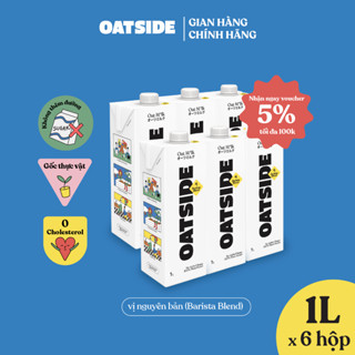 Sữa yến mạch OATSIDE Barista Blend vị nguyên bản 1L x 6- Không lactose, Sánh mịn, Không chất làm ngọt nhân tạo