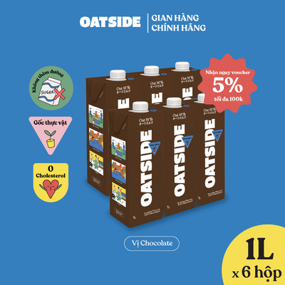 Sữa yến mạch OATSIDE vị Sô-cô-la - Chocolate 1L x 6 - Không lactose, Đậm vị, Làm từ Cacao thật