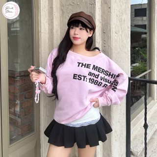 Áo Sweater Tay Dài Lệch Vai PINKSTORE29 In Chữ Kiểu Cá Tính A51210