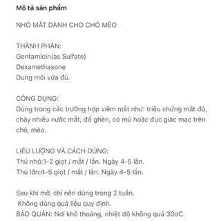 Nước Nhỏ Mắt Cho Chó Mèo Ngăn Chảy Nước Mắt,Ghèn Vệ Sinh Lau Sạch Bụi Bẩn