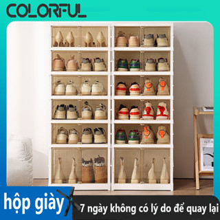 COLORFUL Tủ Để Giày Gấp Gọn Cao Cấp hộp đựng giày trong suốt 3,6Tầng hộp nhựa đựng đồ đa năng Tiện Lợi Tháo