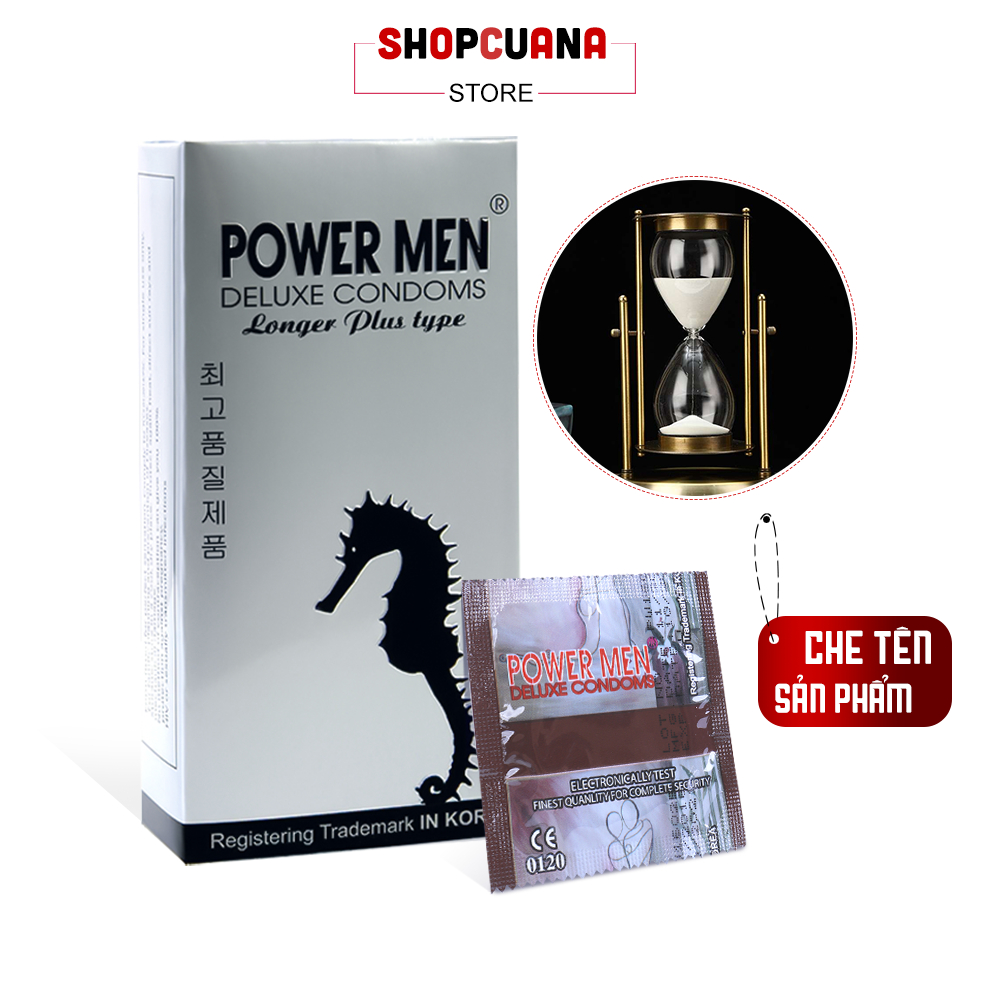 Bao Cao Su Power Men Longer Plus Type (Hộp 12C) - Dòng Bcs & Gân Gai Dọc Thân, Nhiều Gel Bôi Trơn
