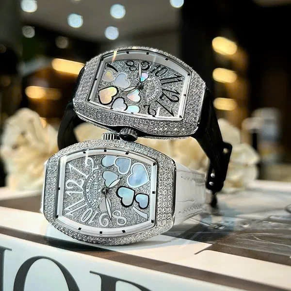 Đồng hồ nữ ceramic franck muller v32 QZ dây da lót cao su size 32mm fullbox