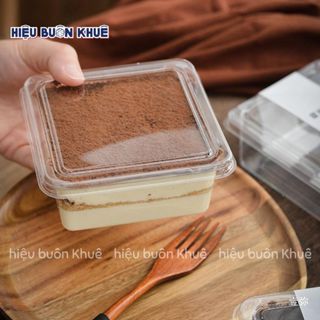 50 Hộp Tiramisu, Hộp Nhựa Đựng Bánh Lạnh, Bánh Cuộn, Bông Lan Lát 550ml [W01]