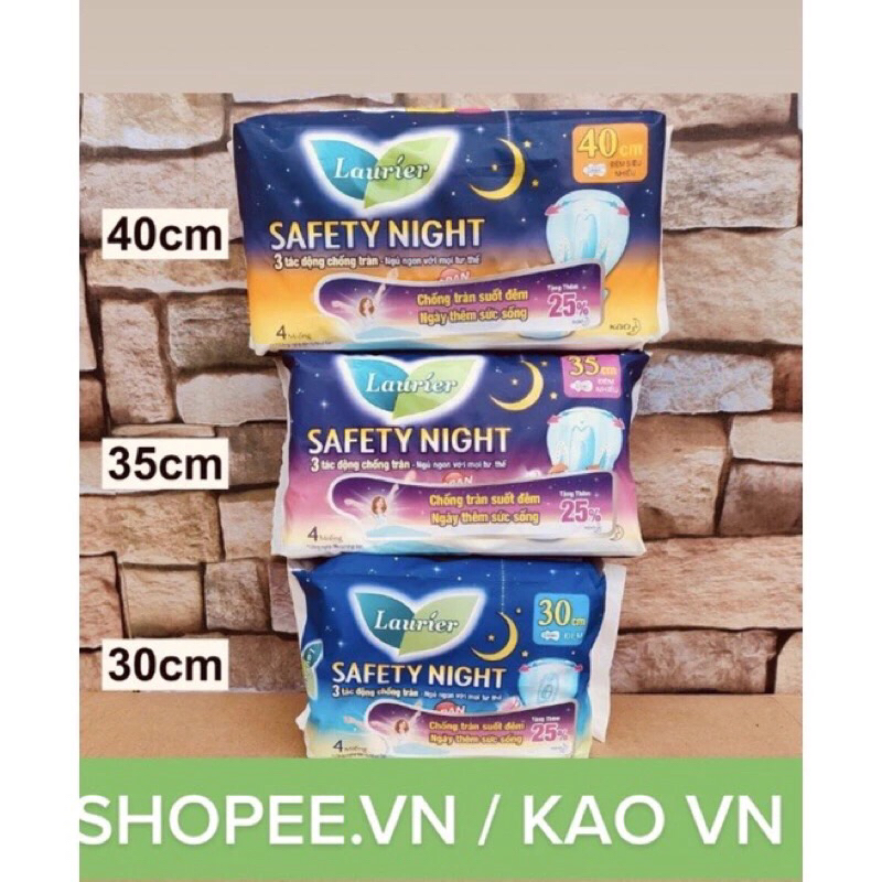 Băng vệ sinh Laurier đêm 30cm, 35cm, 40cm 4m/8 miếng