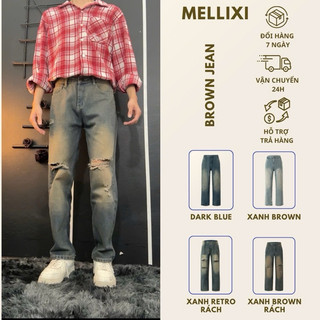  Quần jean nam ống suông rộng M09 quần bò nam đen xám dáng baggy vải demin phong cách hàn quốc MELLIXI 