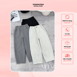  Quần dài nữ cạp chun 3 màu đen xám trắng mặc đi học đi làm cực basic HONG MAI TRAN Q16701 