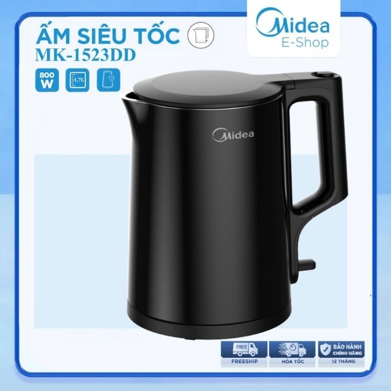 Ấm siêu tốc Midea MK - 1523DD ( Bình siêu tốc , ấm đun siêu tốc dung tích 1,7L  Công suất 1800W)