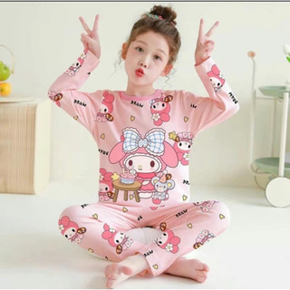  Bộ Đồ ngủ dài tay chất cotton xu in hình Kuromi bé gái   CP   
