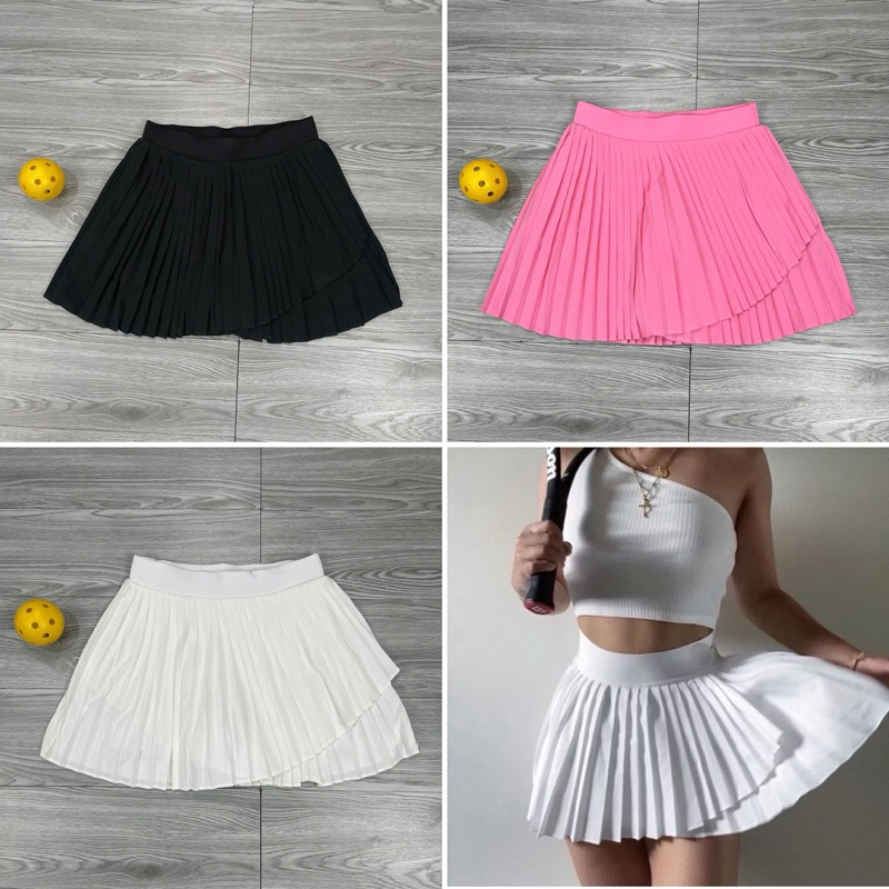 Chân Váy Thể Thao Nữ MILAVY Xếp Ly Nhỏ Vạt Xéo 2 Lớp Có Để