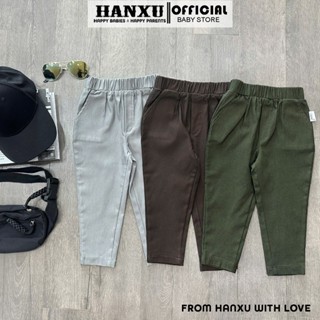Quần Dài Bé Trai Ống Rộng Baggy Màu Đơn Sắc Quần Dài Đi Học Cho Bé Trai Hanxu