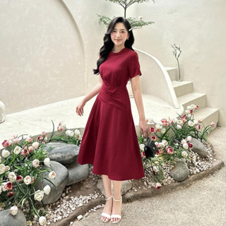 Váy đầm nữ thiết kế rúm eo thanh lịch đi làm, đi chơi, đi tiệc giáng sinh, tết có bigsize (VT34)