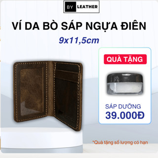 Ví DA SÁP ngựa điên - Bóp Nam DÁNG ĐỨNG và NGANG may tay thủ công, màu Vàng Bò bụi bặm BY Leather