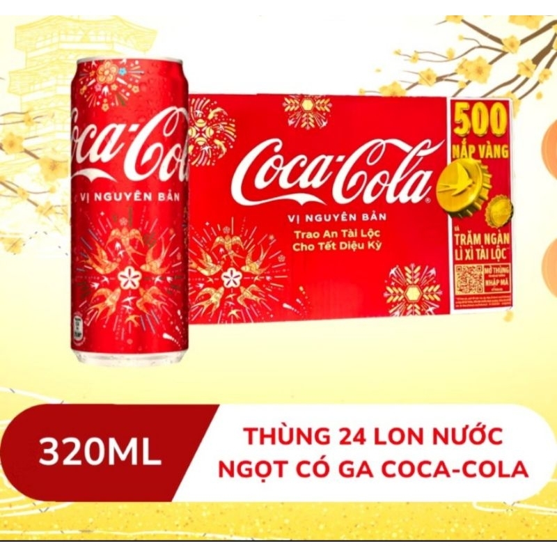 Coca Cola thùng giấy 24 lon 320ml /lon xuân