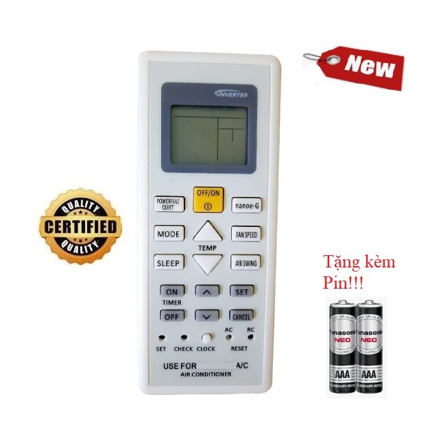 Điều khiển điều hòa  Pa_na_so_nic-6- Hàng tốt CU/CS- 9000BTU 12000BTU 18000BTU 1 2 chiều Inverter