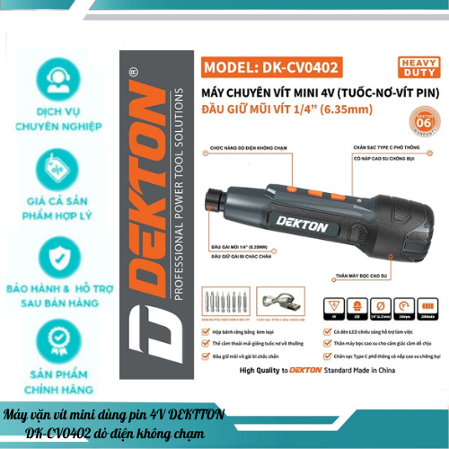 Máy chuyên vít mini 4v Dekton DK-CV0402, Dò điện không chạm