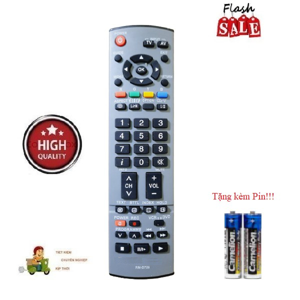 Remote Điều khiển tivi Pa_na_so_nic  RM-D720 các dòng LCD/LED Hàng chất lượng cao Tặng kèm Pin!!!