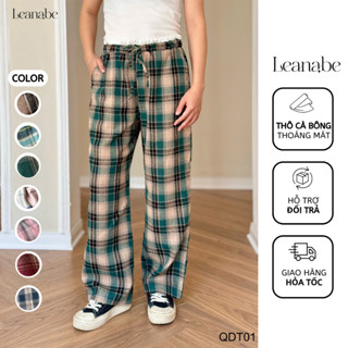 Quần Caro Dài Kẻ Chất Thô Cà Bông, Cao Cấp, Thoáng Mát, Thoải Mái Thích Hợp Mặc Ở Nhà, đi chơi Leanabe Homewear QDT0
