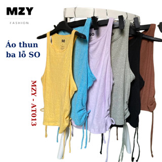 Áo thun croptop 3 lỗ rút dây 2 bên sườn SO MZY - AT13, thun gân.