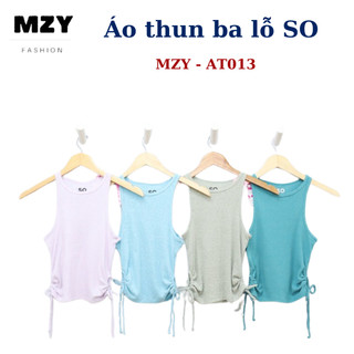 Áo thun croptop 3 lỗ rút dây 2 bên sườn SO MZY - AT13, thun gân.