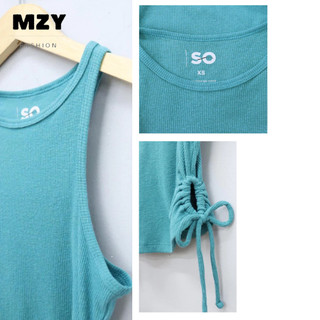 Áo thun croptop 3 lỗ rút dây 2 bên sườn SO MZY - AT13, thun gân.
