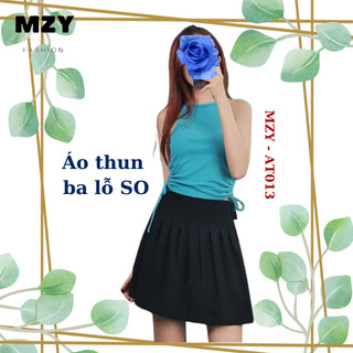 Áo thun croptop 3 lỗ rút dây 2 bên sườn SO MZY - AT13, thun gân.