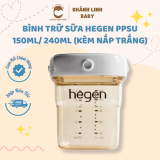 Bình trữ sữa nắp màu và thức ăn cho bé Hegen PPSU 150ml/ 240ml (kèm nắp trắng)