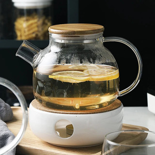  Bình thủy dùng đun nước pha trà ấm trà nắp gỗ chịu nhiệt cao có lọc lò xo 