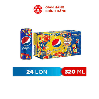 Thùng 24 + 4  lon nước ngọt Pepsi 320ML, bao bì tết