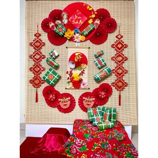 Set Trang Trí Tết 2025 Bộ Decor Set Mành Tre Trang Trí Tết, Mành Trang trí (KHÔNG KÈM MÀNH TRE NỀN)