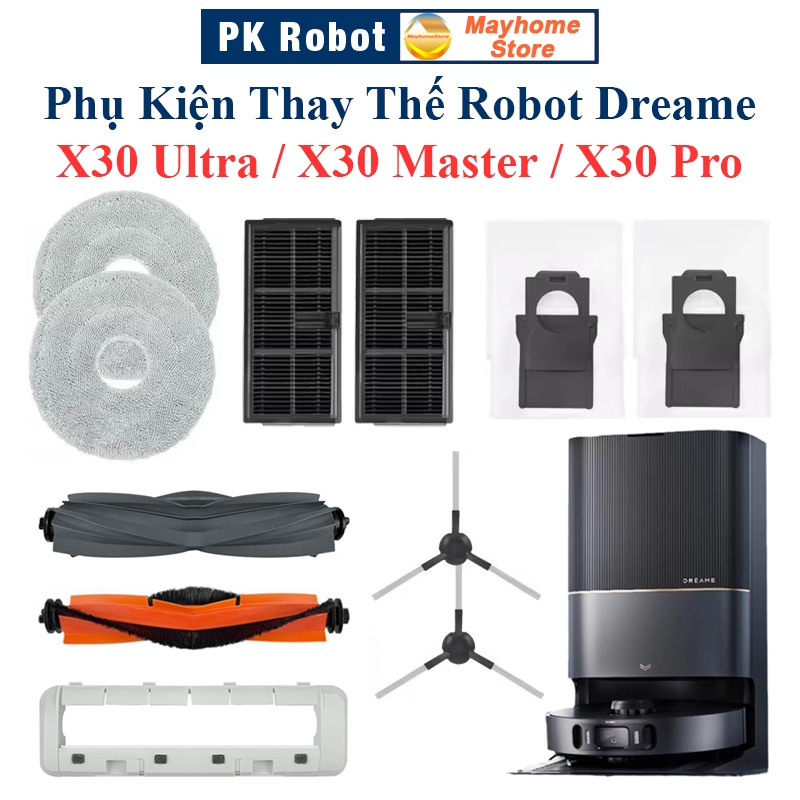 Phụ Kiện Thay Thế Robot Dreame X30 Ultra, X30 Master, X30Pro/ Chổi Lăn, Chổi Cạnh, Bộ Lọc Hepa, Giẻ Lau, Túi Đựng Bụi/