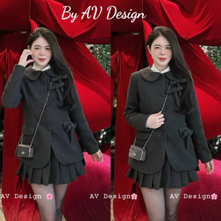  Set đồ nữ Áo Dạ Chân Váy Xếp Ly SML Set Dạ Nơ K.A.B Chuẩn mẫu mặc Set Váy nữ Form Dáng Chuẩn Loại 1 Hàng Thiết Kế AV 