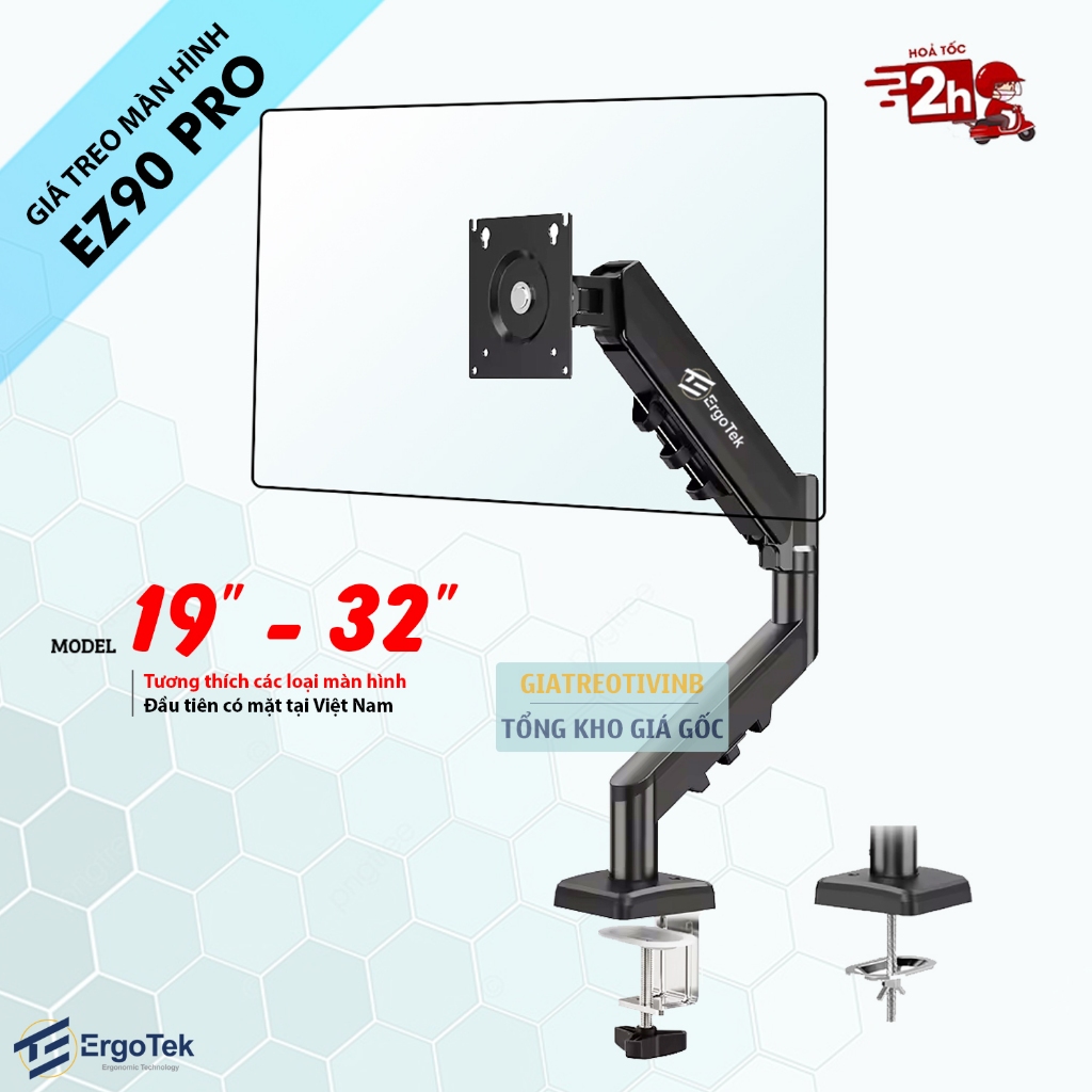 Giá Treo Màn Hình ErgoTek EZ90 PRO / EZ80 - Tay Arm Treo Màn Hình Máy Tính - Lắp Đặt Kẹp Thành Bàn [