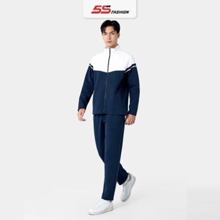  Bộ Quần Áo Nỉ Nam Có Khóa Kéo Cổ Trụ 5S FASHION Can Phối Nổi Bật Khỏe Khoắn BNK24015 