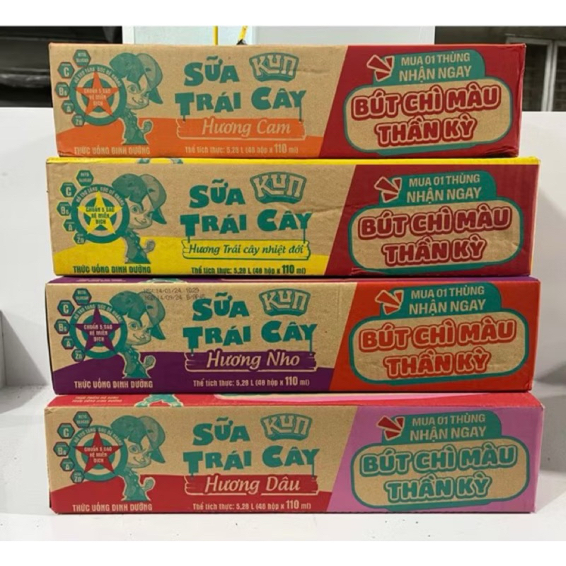 THÙNG 46 HỘP SỮA KUN TRÁI CÂY