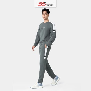 Bộ Quần Áo Nam Thu Đông 5S FASHION Chất Nỉ Thiết Kế In Chữ Can Phối Khỏe Khoắn BNI24004