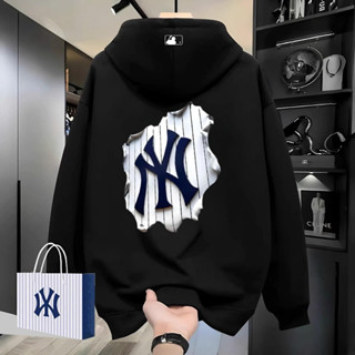Áo Hoodie ASEITY Lót Lông Cáo Mũ To Hai Lớp Form Rộng - MLB - NY 3D