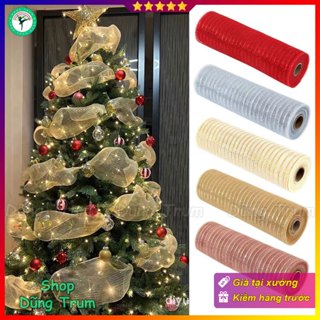 Cuộn ruy băng dài 9m trang trí Noel, cuộn duy băng lưới trang trí hoa làm nơ phụ kiện
