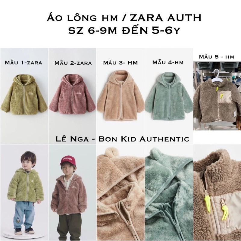 Áo khoác lông HM /ZARA săn sale JAPAN/ CHINA chính hãng sz từ 6-9m đến 5-6y (ĐỌC KỸ LƯU Ý)