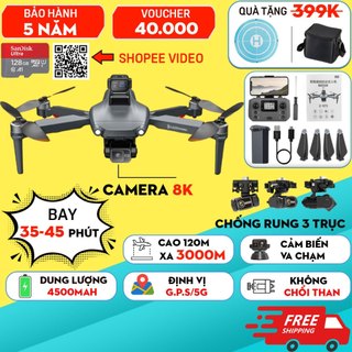  Flycam L600 pro max  chống rung 3 trục camera 8k siêu nét có GPS tự bay về pin 4500mAh bay 35-45p 