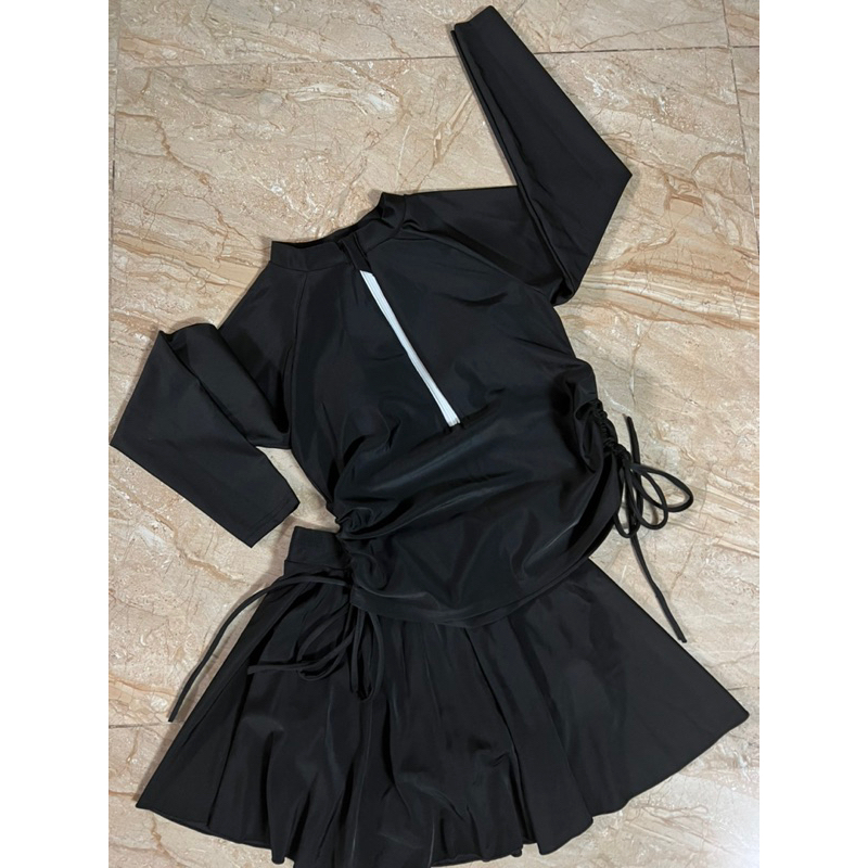Size M-3Xl- Đồ bơi tay dài khoá kéo rút eo sành điệu- Đồ bơi tay dài áo váy kín đáo- shopnabi | BigBuy360 - bigbuy360.vn