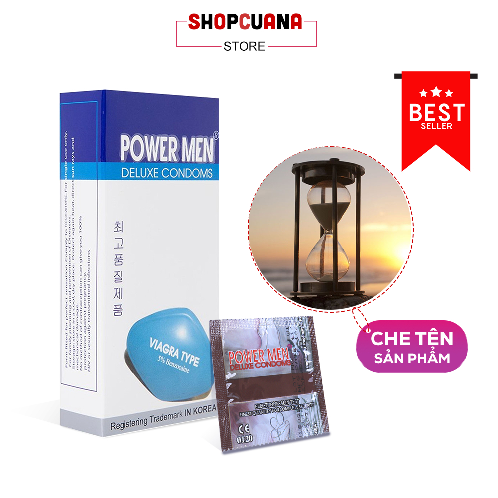 Bao Cao Su Power Men Viagra Type (Hộp 12C) - Dòng Bcs Siêu Mỏng & Kd-tg, Với Nhiều Gel Bôi Trơn!