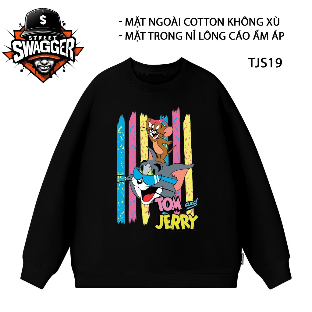 Áo nỉ lông cáo Sweatshirt Street Swagger Brand, Áo nỉ hoạt hình Tom and Jerry, Áo nỉ Cute TJS19